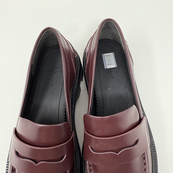 New Rag & Bone Quinn Lug Sole Loafer Burgundy Sz 39.5 - Picture 11 of 14